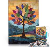 puzzle 1000 pezzi per adulti Paesaggio di alberi in vetro colorato Analisi e logica Ogni pezzo è unico - Gioco divertente e stimolante per tutta la famiglia 38x26cm