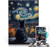 puzzle 1000 pezzi per adulti Paesaggio di gatti nella notte stellata Analisi e logica Decorazione murale Regali unici per compleanno e Natale 50x70cm