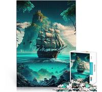 puzzle 1000 pezzi per adulti paesaggio di nave pirata Difficile da completare ma divertente e umoristico è ideale come regalo per tutta la famiglia 52x38cm