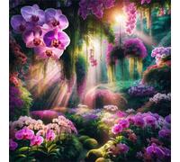 Puzzle 1000 Pezzi per Adulti,Paesaggio di orchidee nella giungla DIY Puzzles Arte | puzzle adulti e famiglie | Giochi Educativi Regali