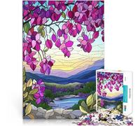 puzzle 1000 pezzi per adulti Paesaggio montano in vetro colorato Giochi educativi fai da te Ogni pezzo è unico - Gioco divertente e stimolante per tutta la famiglia 50x70cm