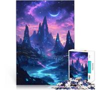 puzzle 1000 pezzi per adulti Paesaggio notturno fantasy Bagliore cosmico al neon Antistress Sfida difficile Regalo di compleanno, regali 75x50cm