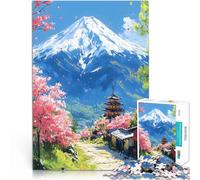puzzle 1000 pezzi per adulti Paesaggio primaverile del Monte Fuji con fiori di ciliegio Gara di velocità delle mani Idee regalo 52x38cm