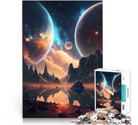 puzzle 1000 pezzi per adulti Paesaggio spaziale del pianeta gemello Regali di giochi impegnativi con poster abbinato e foglio di quiz 75x50cm