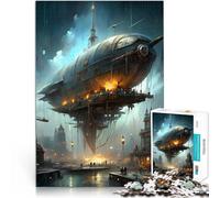 puzzle 1000 pezzi per adulti Paesaggio urbano di dirigibile steampunk Assemblaggio del modello Migliorare l'amore tra le coppie 52x38cm