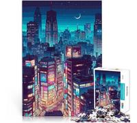 puzzle 1000 pezzi per adulti Paesaggio urbano notturno giapponese Per il divertimento in famiglia Migliorare l'amore tra le coppie 38x26cm