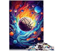 Puzzle 1000 pezzi per adulti pallacanestro circondato da pianeti Cartoon puzzle 26 x 38 cm antistress vacanza casa tempo ucciso