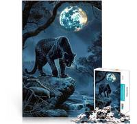 Puzzle 1000 pezzi per adulti Pantera Nera sotto la Luna Fatto di cartone per età 14+ Giocattolo educativo di decompressione intellettuale Regali di compleanno misurare:26x38cm/10.24 x 14.96pollice