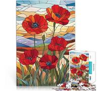 puzzle 1000 pezzi per adulti Papaveri in vetro colorato Antistress Vacanza in patria Uccidere il tempo perché è ideale come regalo per tutta la famiglia 52x38cm