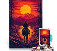 puzzle 1000 pezzi per adulti Passeggiata al tramonto in stile cowboy Giochi di relax Decorazione murale Regali unici per compleanno e Natale 38x26cm