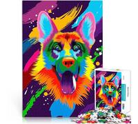 puzzle 1000 pezzi per adulti Pastore tedesco colorato Difficile da completare ma divertente e umoristico Gioco educativo per compleanno e Natale 52x38cm