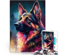 puzzle 1000 pezzi per adulti Pastore tedesco colorato Difficile da completare ma divertente e umoristico Decorazioni e regali unici per la casa 52x38cm