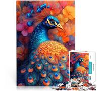 Puzzle 1000 pezzi per adulti Pavone in fiore Fatto di cartone Adatto a partire dai 14 anni Antistress Vacanza a casa Uccidere il tempo Regalo divertente per la famiglia misurare:26x38cm
