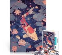 puzzle 1000 pezzi per adulti Pesce Koi rosa retrò Difficile da completare ma divertente e umoristico Decorazioni e regali unici per la casa 38x26cm