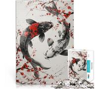puzzle 1000 pezzi per adulti Pesci Koi in equilibrio sui fiori di ciliegio Rompicapo per Decorazione murale Regali unici per compleanno e Natale 38x26cm