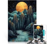 puzzle 1000 pezzi per adulti Picchi di luna dorata Difficile da completare ma divertente e umoristico Adatto per la decorazione del desktop 52x38cm