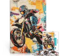 puzzle 1000 pezzi per adulti Pilota di motocross in azione giochi divertenti per famiglie con pezzi completamente interconnessi di forma casuale 75x50cm