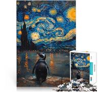 puzzle 1000 pezzi per adulti Pinguino nella notte stellata Gioco di famiglia antistress sfida difficile Regalo di compleanno, regali, arte murale 70x100cm