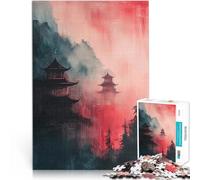 puzzle 1000 pezzi per adulti Pittura di pagoda giapponese Per il divertimento in famiglia con pezzi completamente interconnessi di forma casuale 38x26cm