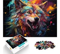 Puzzle 1000 pezzi per adulti pittura lupo colorata puzzle tagliato con precisione anti-stress vacanza a casa uccidere il tempo 26x38cm