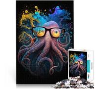 Puzzle 1000 pezzi per adulti polpo con occhiali gioco familiare per e con poster corrispondente e foglio di domande per adolescenti a partire dai 14 anni, 26 x 38 cm
