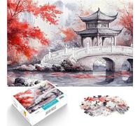 puzzle 1000 pezzi per adulti Ponte del giardino giapponese Sfida di gioco educativo giocattolo Decorazioni e regali unici per la casa 38x26cm