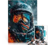 puzzle 1000 pezzi per adulti Primo piano dello sciatore nella tempesta di neve Gioco pratico Lista dei desideri con Babbo Natale 52x38cm