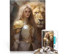 puzzle 1000 pezzi per adulti Principessa guerriera con leone Gioco di famiglia antistress sfida difficile Ottimi regali e giocattoli 75x50cm