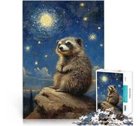 puzzle 1000 pezzi per adulti Procione sotto il cielo stellato Gioco di famiglia antistress sfida difficile Regalo di compleanno, regali 38x26cm