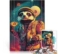 puzzle 1000 pezzi per adulti Procione spaziale con Bitcoin Giocattoli da gioco per regalo di famiglia è ideale come regalo per tutta la famiglia 38x26cm