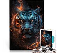 Puzzle 1000 pezzi per adulti puzzle animale tigre fuoco gioco pratico 26 x 38 cm decorazione per la casa unica e regali per adolescenti dai 14 anni in su