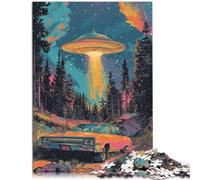 Puzzle 1000 pezzi per adulti Puzzle d'arte UFO e auto Opera d'arte Sollievo dello stress Soggiorno Uccidere il tempo adatto per adolescenti di 14 anni e oltre 50 x 70 cm