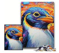 Puzzle 1000 pezzi per adulti, puzzle in legno colorati a forma di pinguino, 50x75cm, ideali per gli innamorati, Capodanno e San Valentino.
