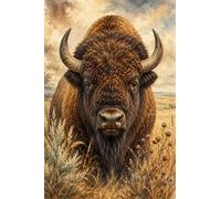 Puzzle 1000 Pezzi per Adulti, Puzzle in Legno con Bisonte Ritratto Acquerello