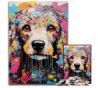 Puzzle 1000 pezzi per adulti, puzzle in legno con graffiti di barboncini, gioco interattivo per famiglie, regalo artigianale con opere d'arte colorate, 50x75CM/19,68x29,52 pollici