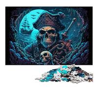 Puzzle 1000 pezzi per adulti, puzzle in legno con scheletro pirata, gioco interattivo per famiglie, regalo artigianale con grafica colorata, 50x75CM/19,68x29,52 pollici