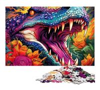 Puzzle 1000 pezzi per adulti, puzzle psichedelici in legno con coccodrillo del Nilo, gioco interattivo per famiglie, regalo artigianale con opere d'arte colorate, 50x75CM/19,68x29,52 pollici