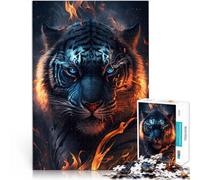 Puzzle 1000 pezzi per adulti, puzzle tigre di fuoco, gioco stimolante, 26 x 38 cm, allevia lo stress, soggiorno di vacanza, uccidi il tempo per gli adolescenti dai 14 anni in su