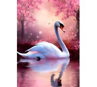 Puzzle 1000 Pezzi per Adulti,Puzzles Artistico,Cigno fiore rosa puzzle Fai da te Intrattenimento Creativo, puzzles Classico Regali per la casa