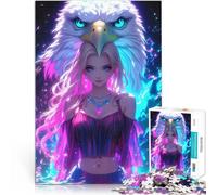 puzzle 1000 pezzi per adulti Ragazza al neon con aquila calva Giocattolo educativo antistress Decorazioni e regali unici per la casa 38x26cm