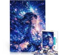 puzzle 1000 pezzi per adulti Ragazza anime con capelli blu e sfondo scintillante Giocattoli da gioco Collezione di artisti, Belle arti 75x50cm