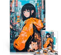 puzzle 1000 pezzi per adulti Ragazza anime con gatto in città Gioco intellettuale giocattolo Lista dei desideri con Babbo Natale 38x26cm