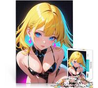 puzzle 1000 pezzi per adulti Ragazza anime con gli occhi azzurri che indossa un bikini nero Giocattoli da gioco Regali di Babbo Natale segreto 38x26cm