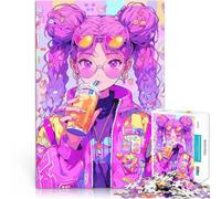 puzzle 1000 pezzi per adulti Ragazza anime con i capelli rosa Giocattoli per l'intrattenimento in famiglia Decorazione d'arte per la casa 38x26cm
