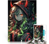 puzzle 1000 pezzi per adulti Ragazza anime con le corna rosse Riduzione dello stress interessante Collezione di artisti, Belle arti 52x38cm