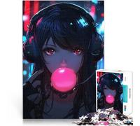puzzle 1000 pezzi per adulti Ragazza anime con le cuffie Bubble Gum apprendimento educativo Gioco educativo per compleanno e Natale 75x50cm