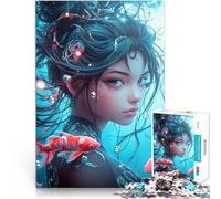 puzzle 1000 pezzi per adulti Ragazza anime con pesce koi Difficile da completare ma divertente e umoristico regali per amici e familiari 52x38cm