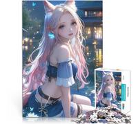 puzzle 1000 pezzi per adulti Ragazza con le orecchie da volpe al chiaro di luna Giochi educativi fai da te Decorazione d'arte per la casa 75x50cm