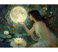 Puzzle 1000 pezzi per Adulti Ragazza del fiume di luna, 75x50cm Puzzle Impossibile e Difficili, Puzzles Decorativo per Soggiorno e Camera, Idea Regalo per Amanti dei Puzzle