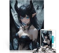 puzzle 1000 pezzi per adulti Ragazza demone anime con gli occhi azzurri Giocattoli educativi Migliorare l'amore tra le coppie 75x50cm